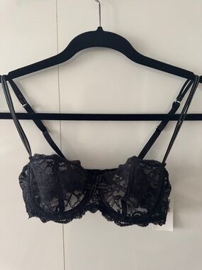 Chantelle Black Lace Balconette Bra with Double Straps